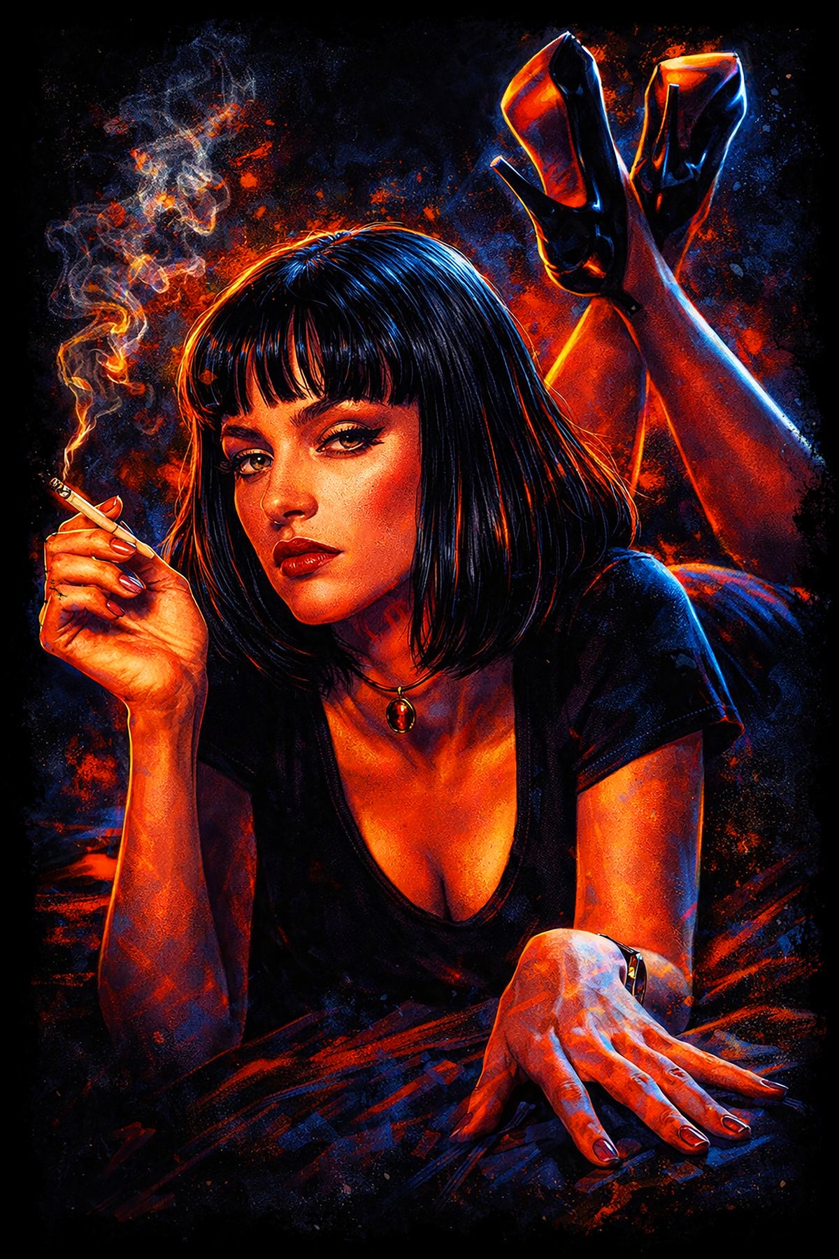Pulp Fiction Mia Wallace - Halftone DTF transfer - Prints best on darks
