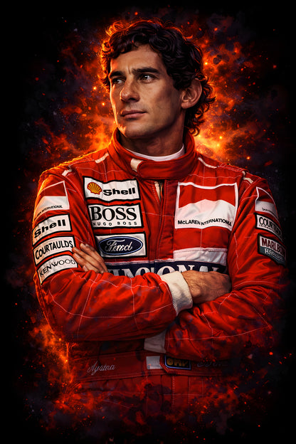 Racing Driver in Red Suit - Halftone DTF transfer - Prints best on darks