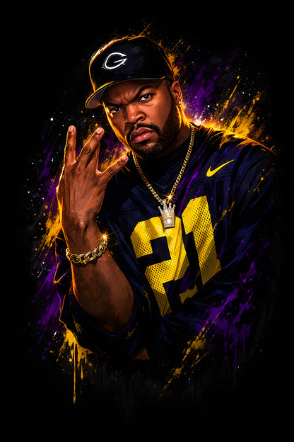 Rapper in Number 21 Jersey - Halftone DTF transfer - Prints best on darks