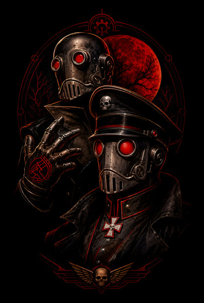 Red-Eyed Steampunk Soldiers - Halftone DTF transfer - Prints best on darks