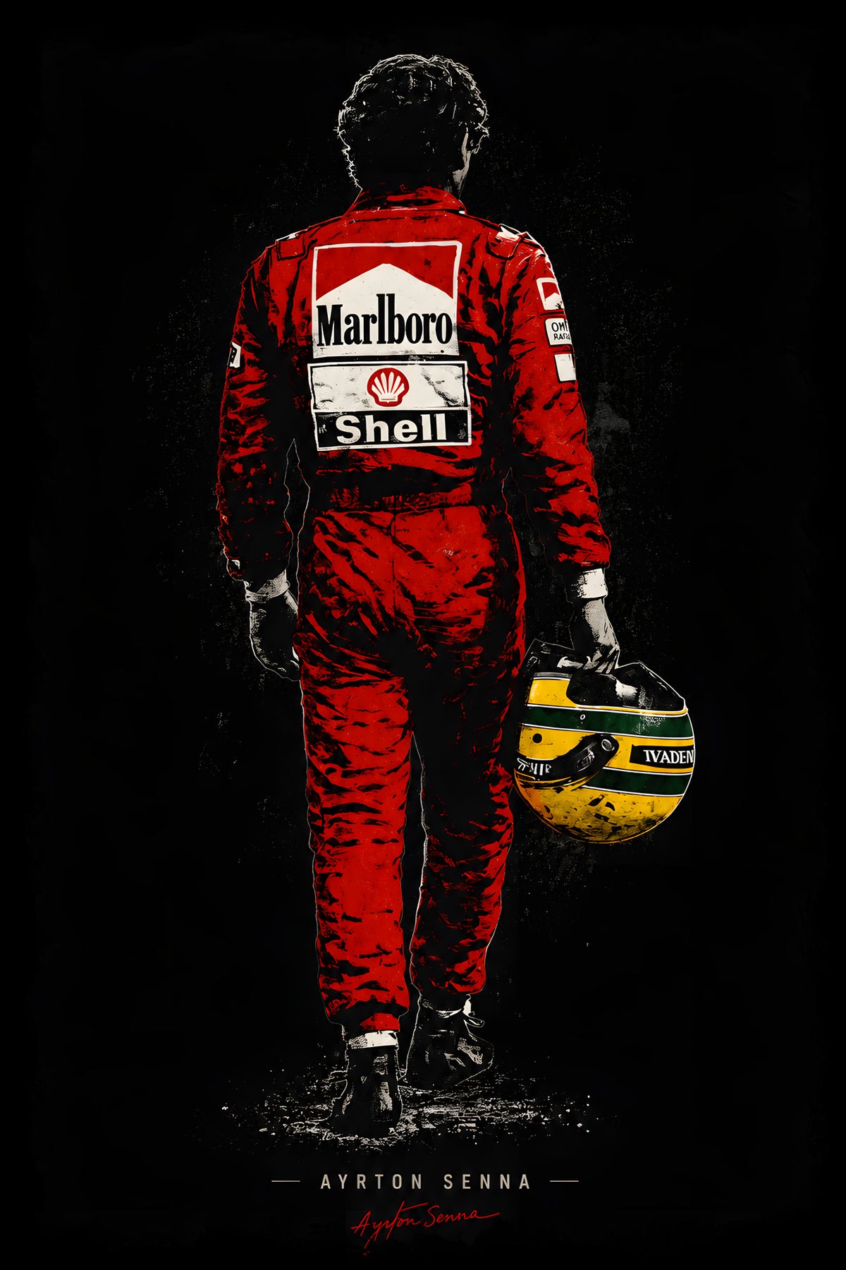 Red-Suited Racing Driver - Halftone DTF transfer - Prints best on darks