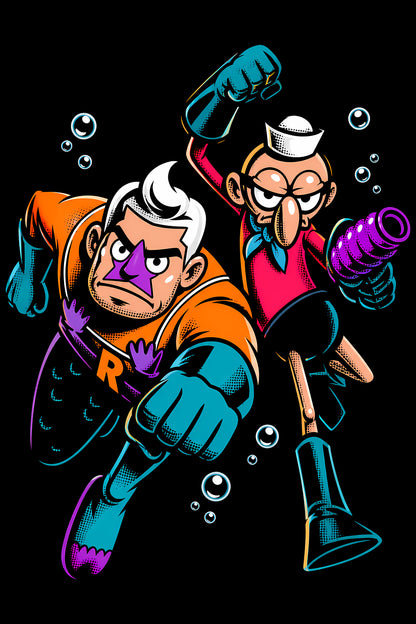 Retro Cartoon Superheroes - Halftone DTF transfer - Prints best on darks