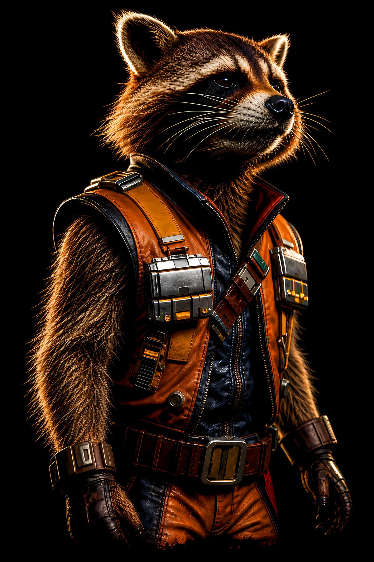Rocket Raccoon - Halftone DTF transfer - Prints best on darks
