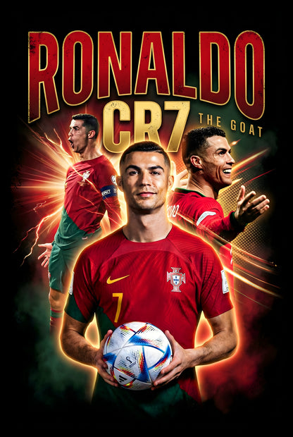 Ronaldo CR7 The GOAT - Halftone DTF transfer - Prints best on darks