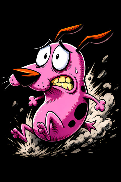 Running Purple Cartoon Dog - Halftone DTF transfer - Prints best on darks