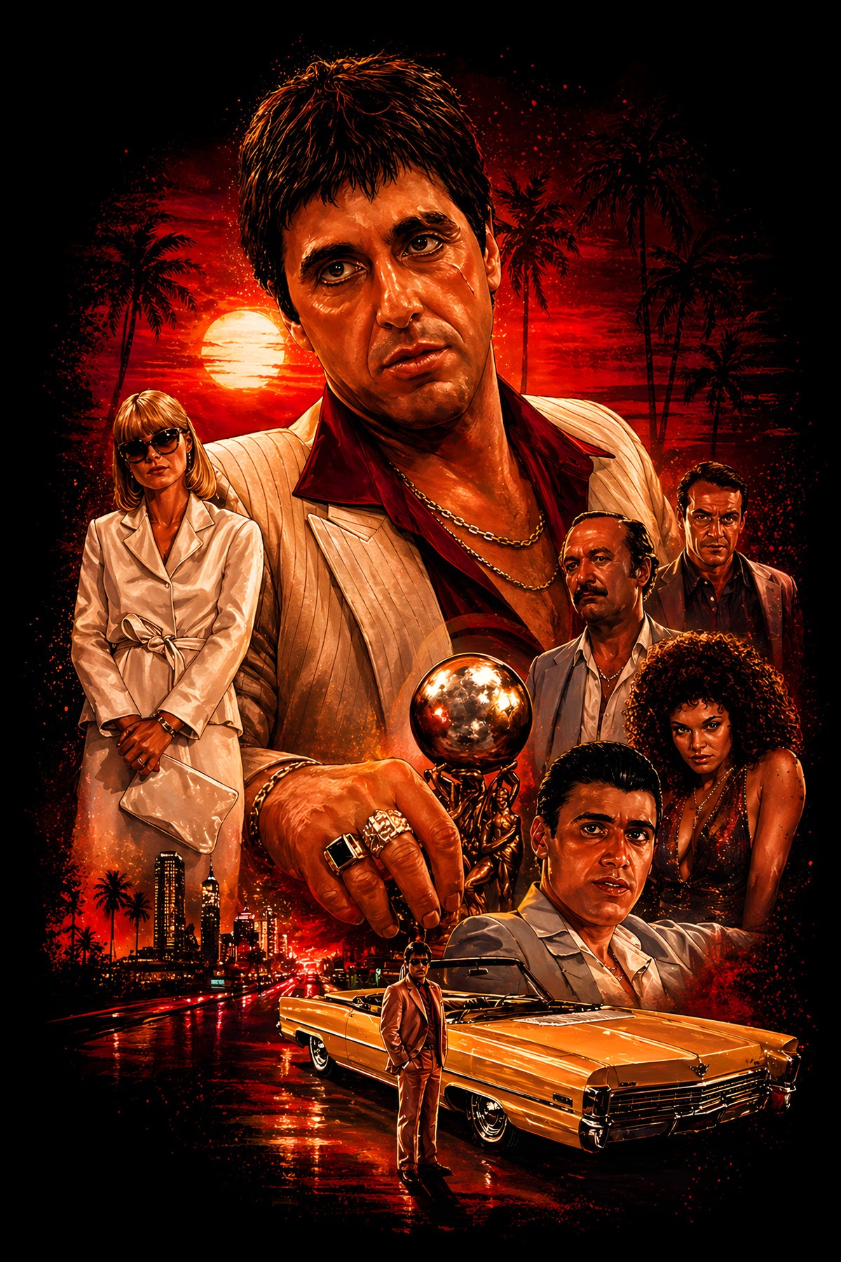 Scarface Tony Montana - Halftone DTF transfer - Prints best on darks
