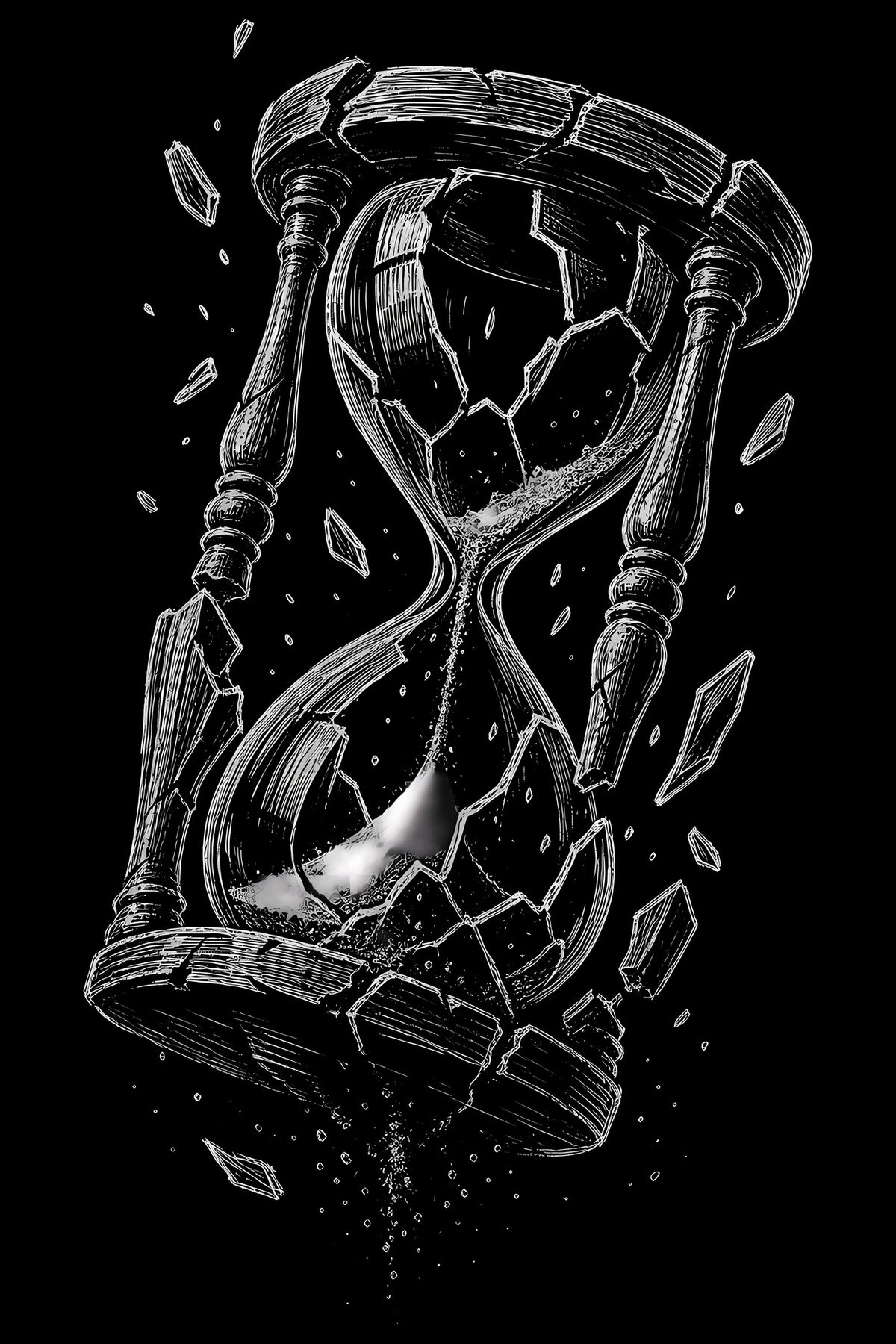 Shattered Gothic Hourglass - Halftone DTF transfer - Prints best on darks