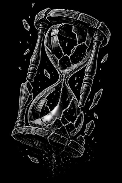 Shattered Gothic Hourglass - Halftone DTF transfer - Prints best on darks