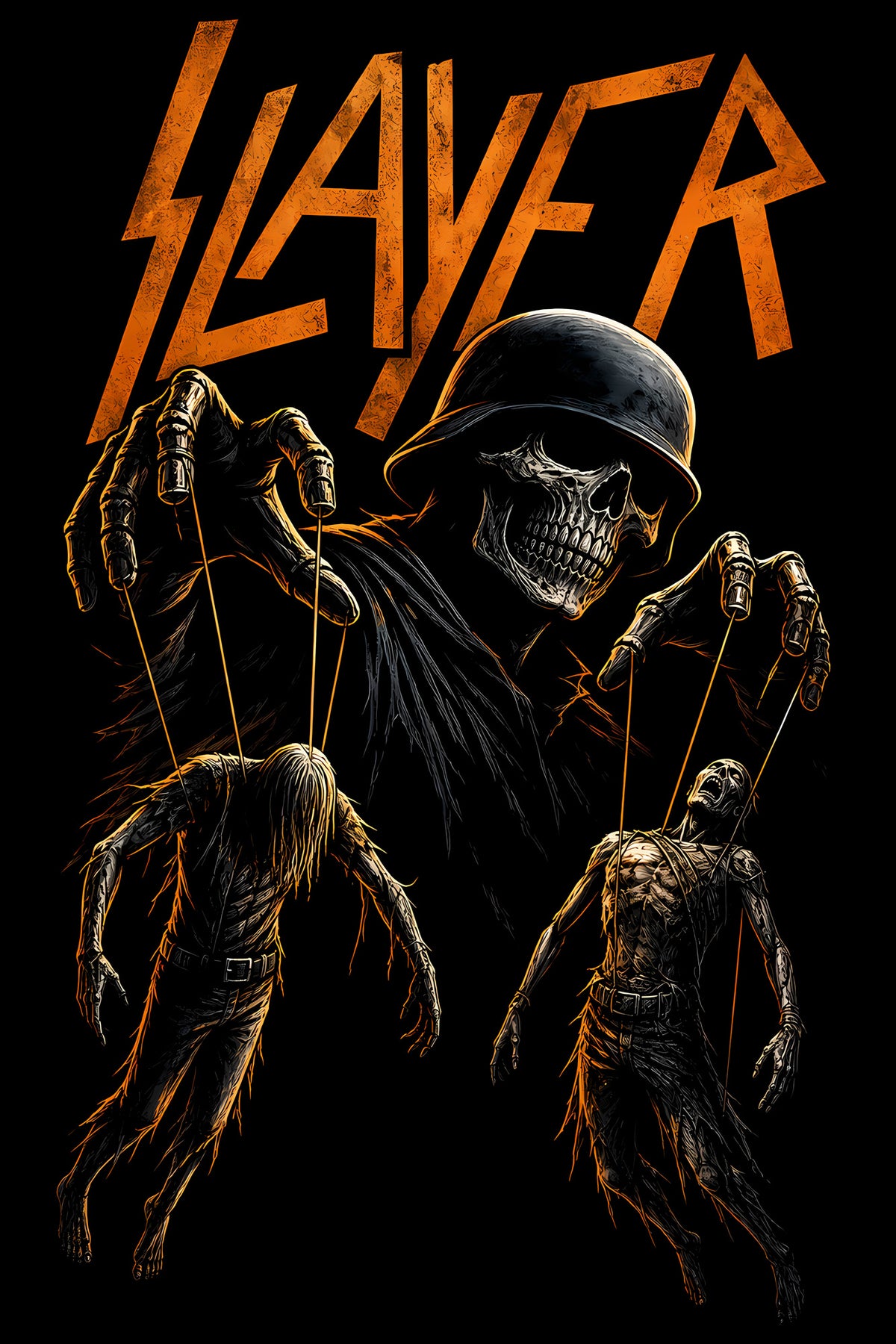 Slayer Hooded Skeleton - Halftone DTF transfer - Prints best on darks