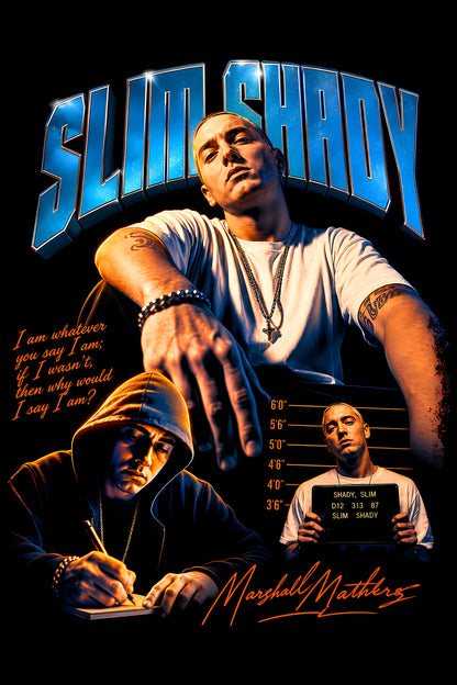 Slim Shady Hip Hop Collage - Halftone DTF transfer - Prints best on darks