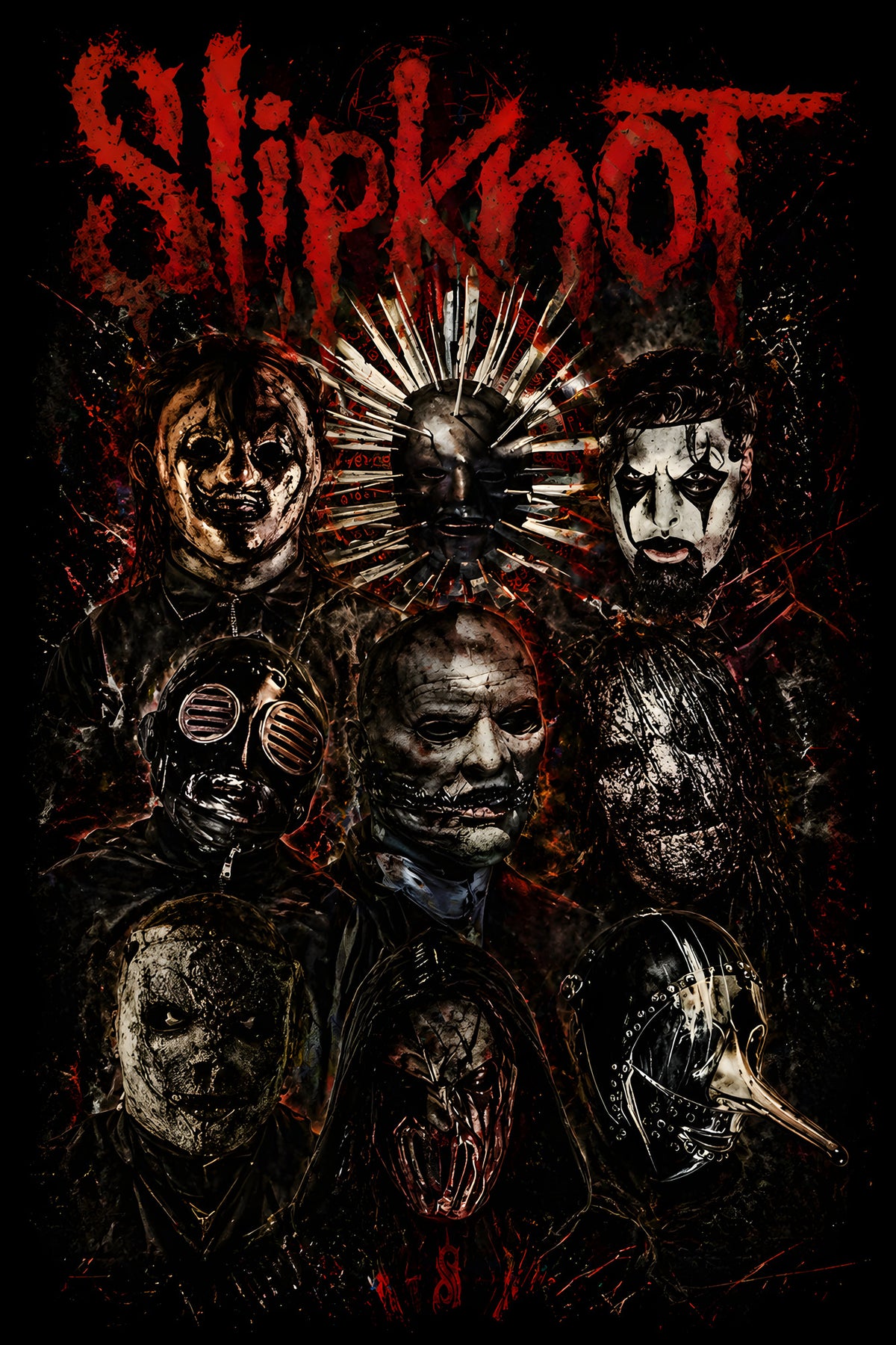 Slipknot Band Collage - Halftone DTF transfer - Prints best on darks