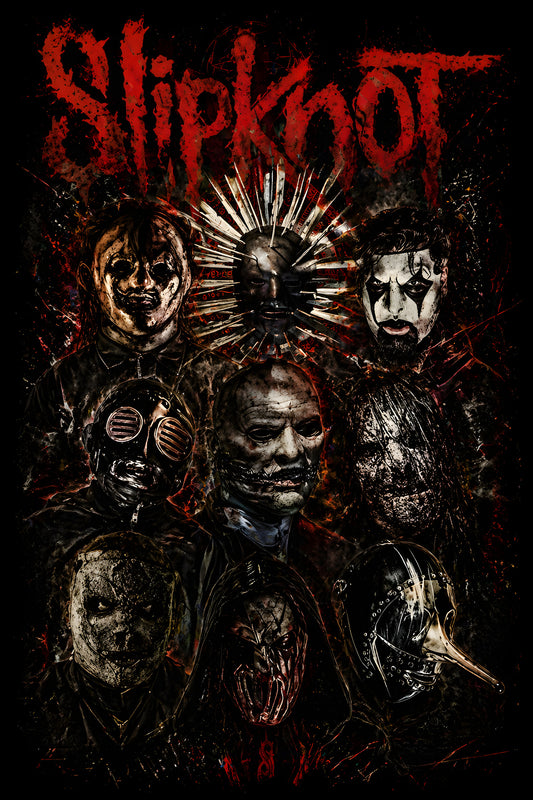 Slipknot Band Collage - Halftone DTF transfer - Prints best on darks