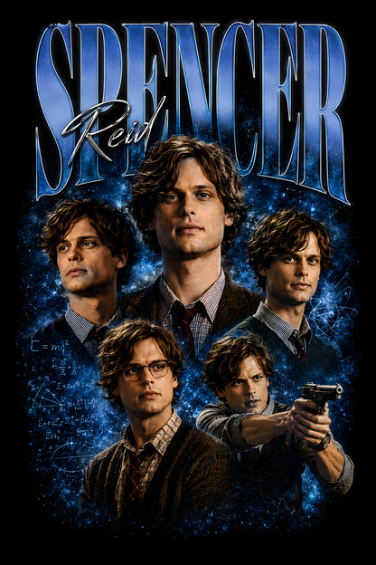 Spencer Reid Tribute - Halftone DTF transfer - Prints best on darks