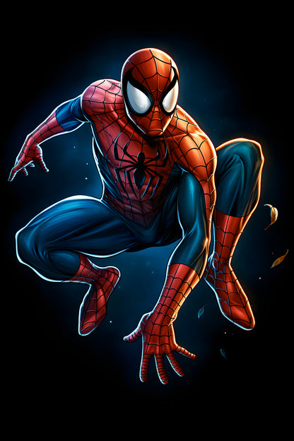 Spider-Man Crouching - Halftone DTF transfer - Prints best on darks