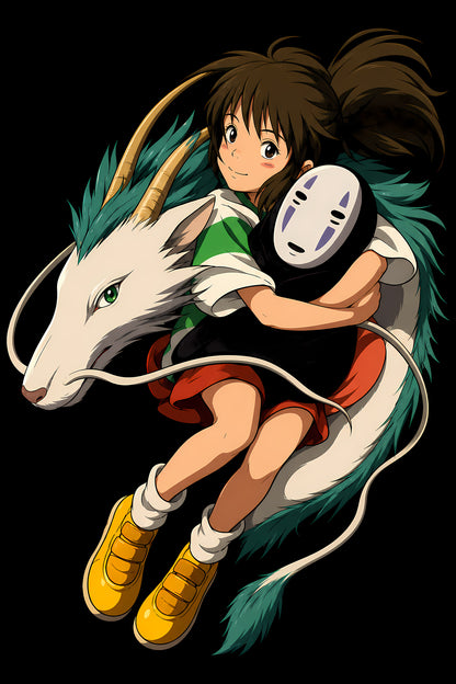 Spirited Away Characters - Halftone DTF transfer - Prints best on darks