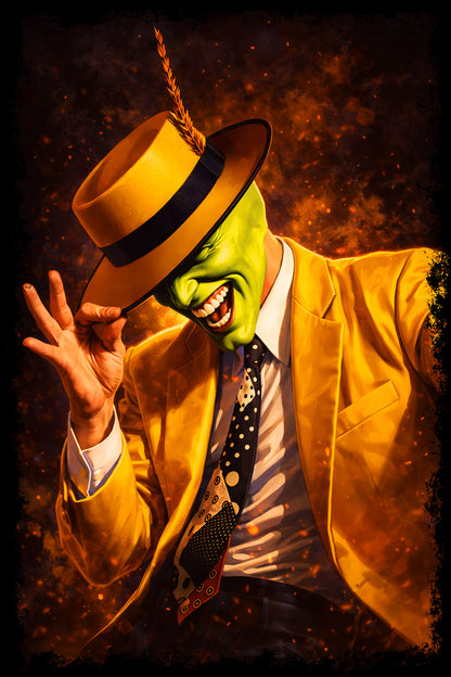 The Mask in Yellow Suit - Halftone DTF transfer - Prints best on darks