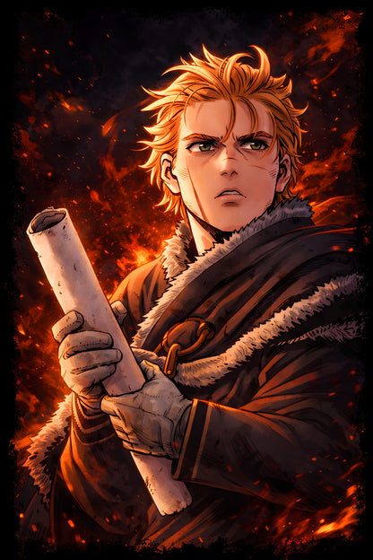 Thorfinn Vinland Saga - Halftone DTF transfer - Prints best on darks