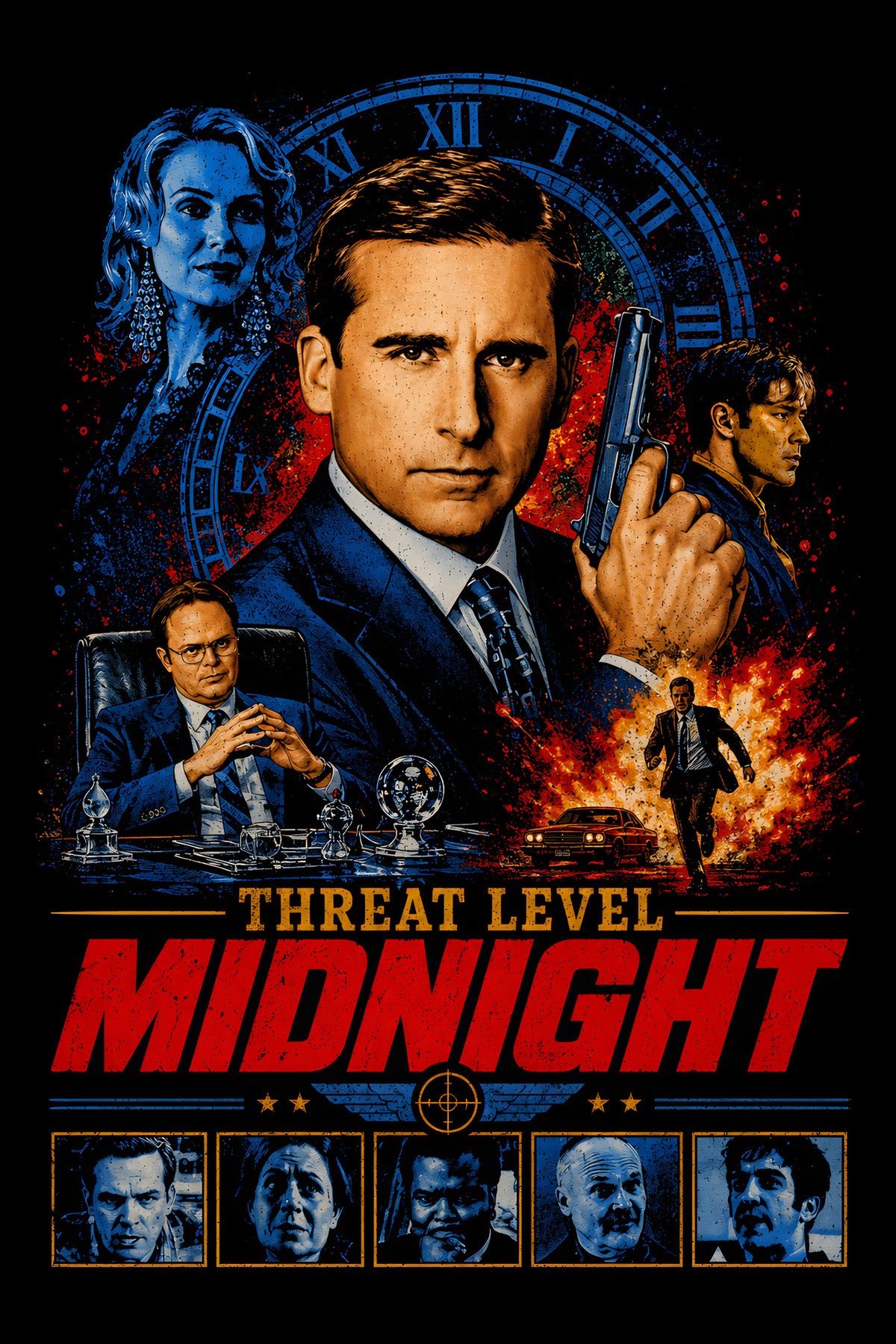 Threat Level Midnight - Halftone DTF transfer - Prints best on darks