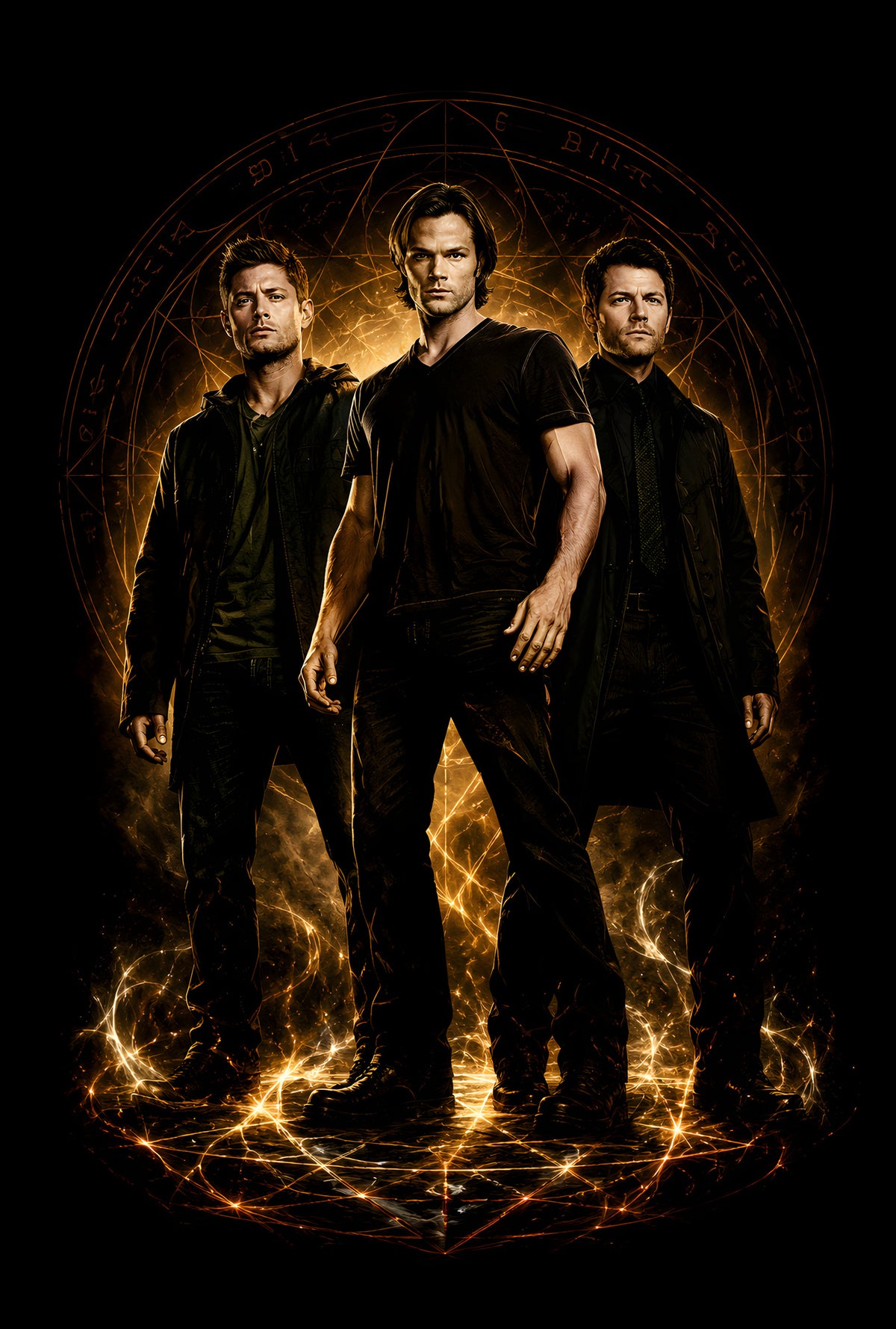 Three Dark Fantasy Heroes - Halftone DTF transfer - Prints best on darks