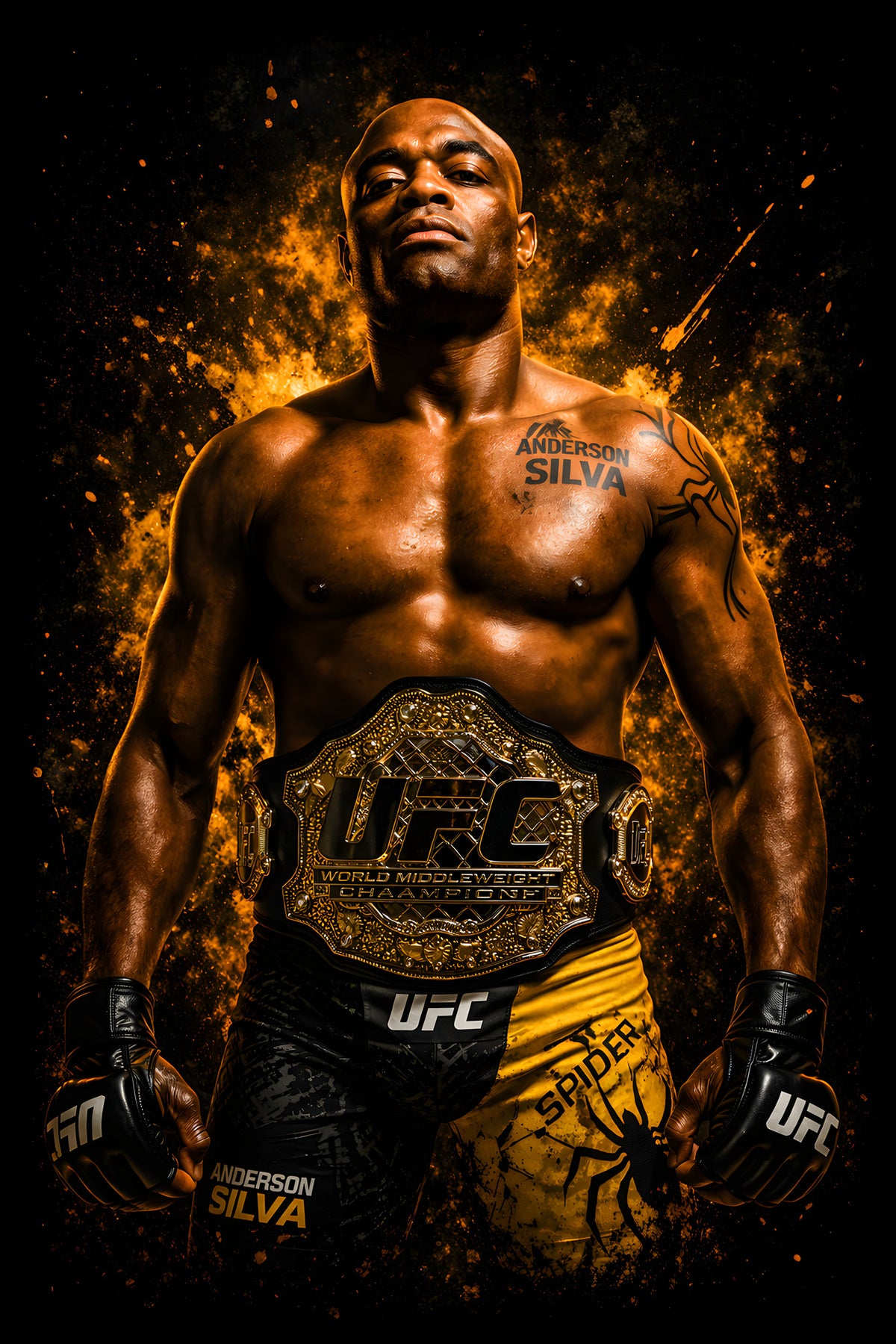 UFC Champion with Gold Belt - Halftone DTF transfer - Prints best on darks