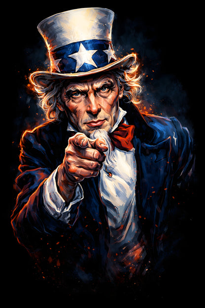 Uncle Sam Points - Halftone DTF transfer - Prints best on darks