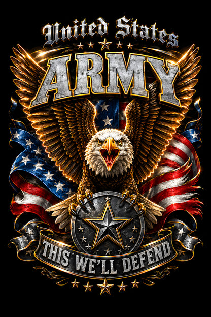 United States Army Eagle and Flag - Halftone DTF transfer - Prints best on darks