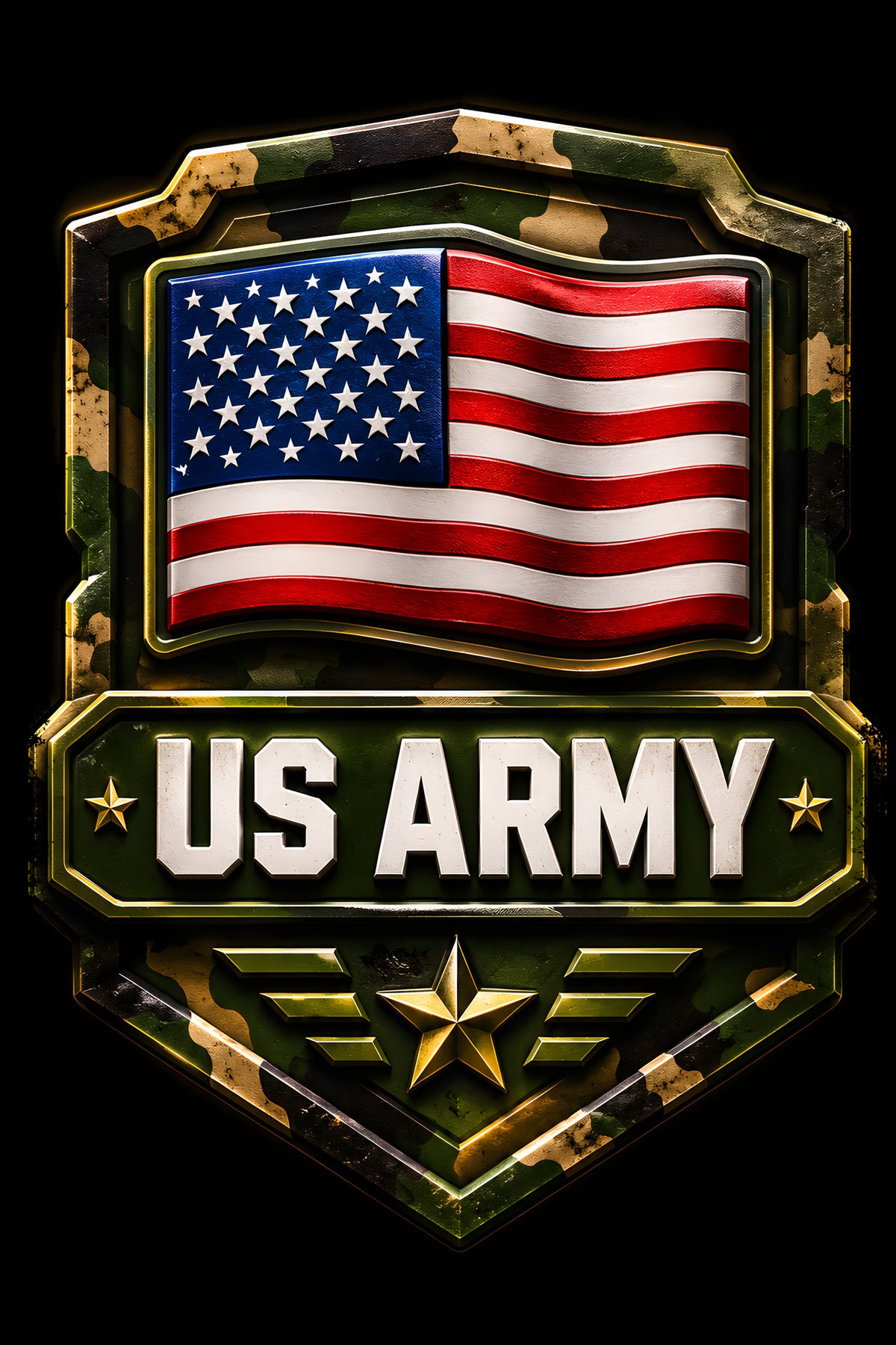 US Army Camouflage Shield - Halftone DTF transfer - Prints best on darks