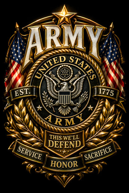 US Army Service Honor Sacrifice - Halftone DTF transfer - Prints best on darks