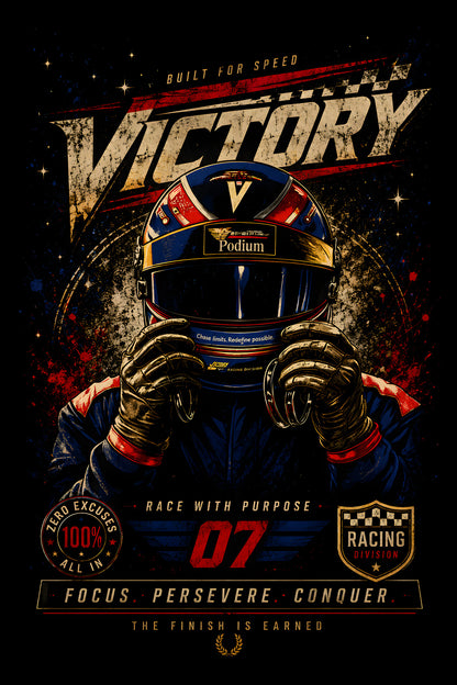 Victory Racing Number 07 - Halftone DTF transfer - Prints best on darks