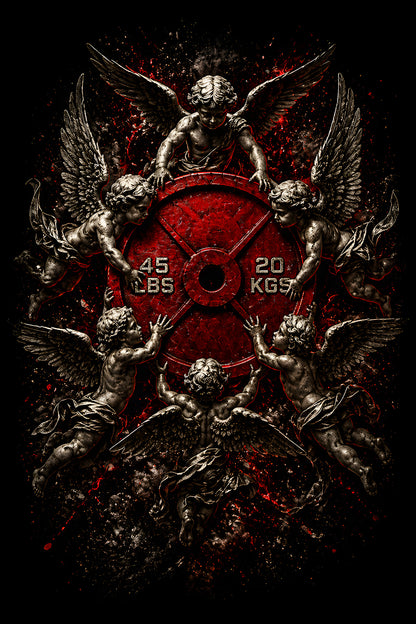 Winged Skulls and Weight Plate - Halftone DTF transfer - Prints best on darks