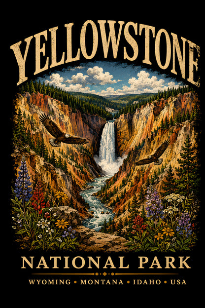 Yellowstone National Park - Halftone DTF transfer - Prints best on darks