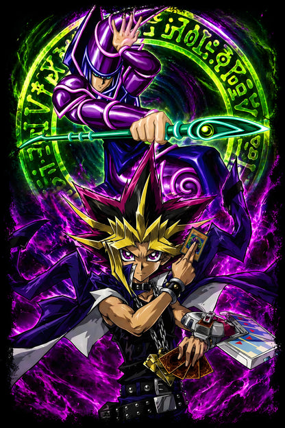 Yu-Gi-Oh Yugi and Dark Magician - Halftone DTF transfer - Prints best on darks