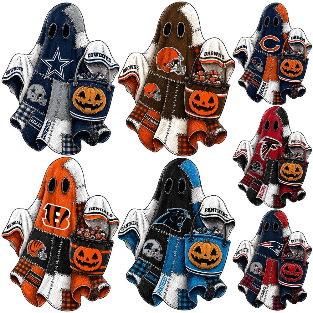 Halloween patchwork football ghost DTF transfer team designs