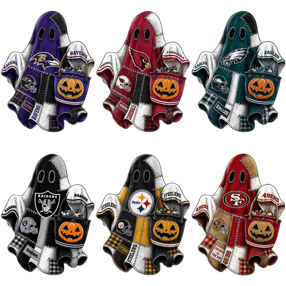 Halloween patchwork football ghost DTF transfer team designs