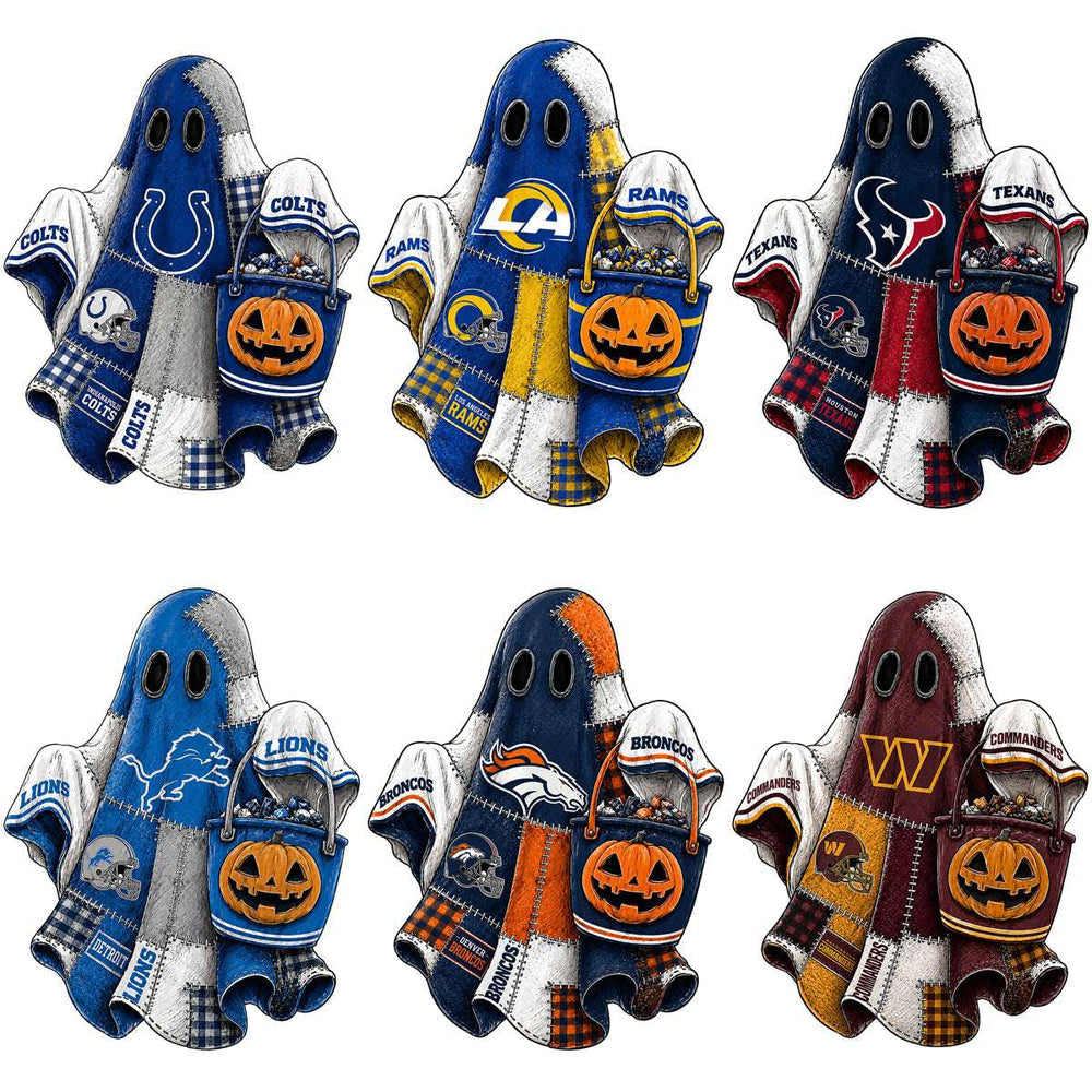 Halloween patchwork football ghost DTF transfer team designs