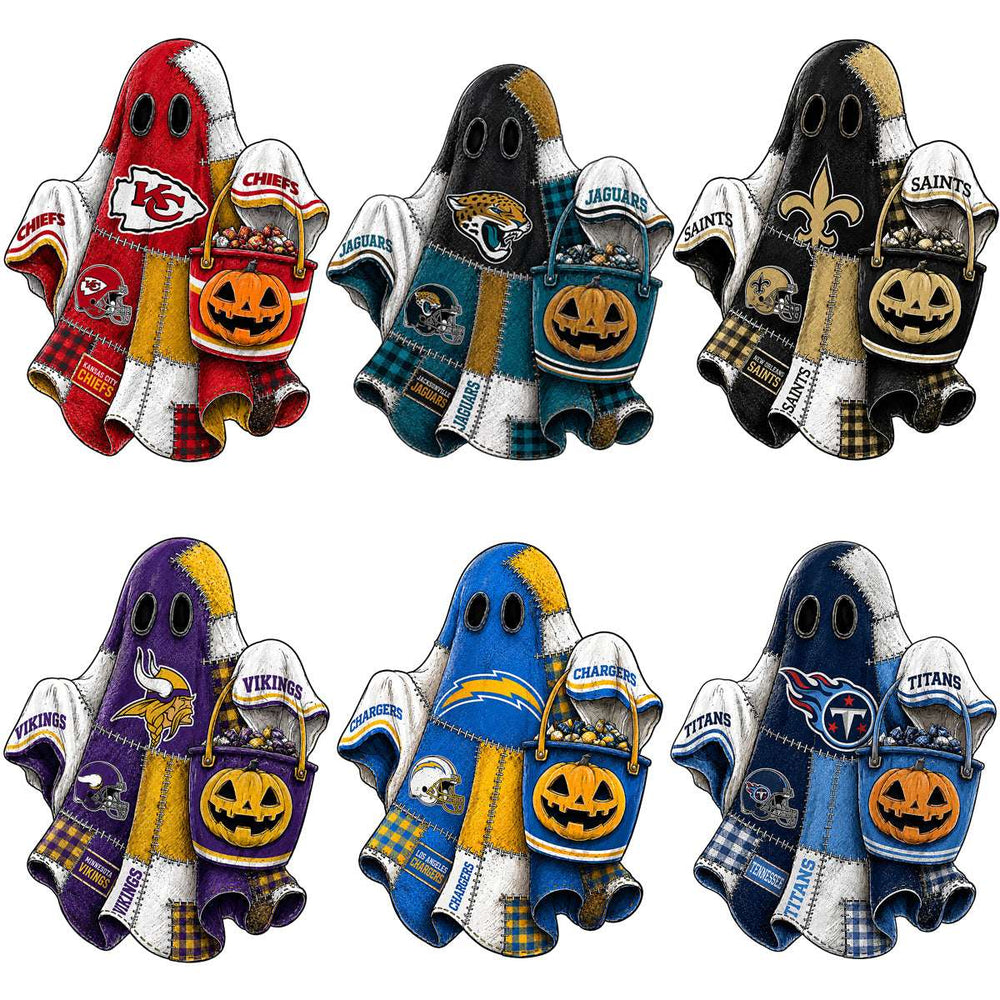 Halloween patchwork football ghost DTF transfer team designs