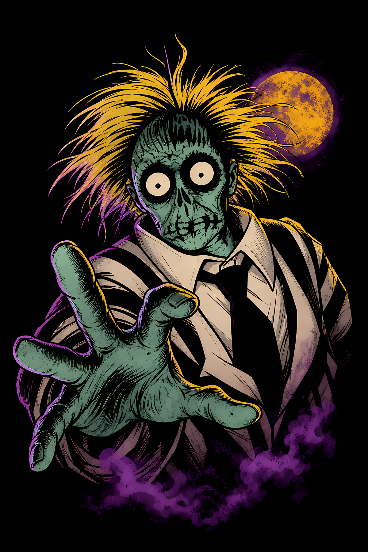 Halloween 043 - Beetlejuice Voodoo Doll - Halftone DTF Transfer - Prints best on darks