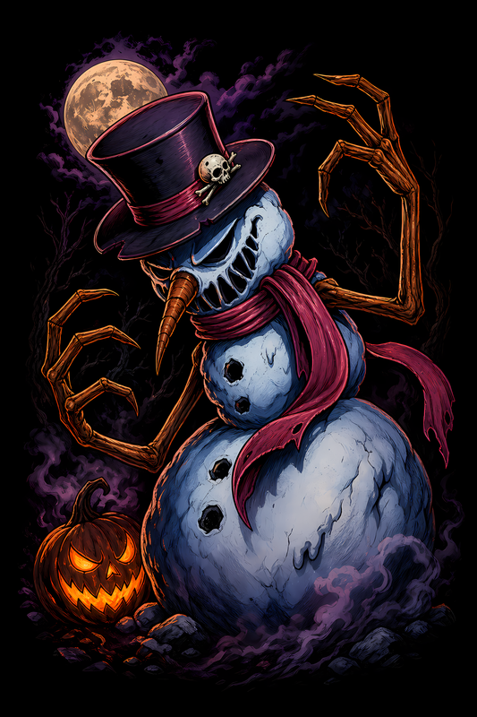 Halloween 044 - Wicked Snowman - Halftone DTF Transfer - Prints best on darks