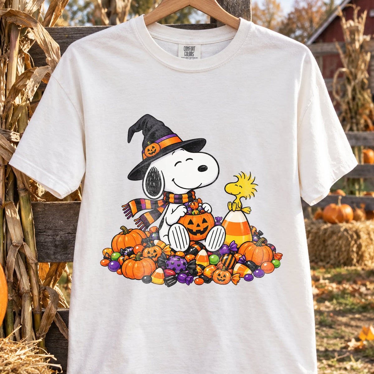 Design 3 – Halloween DTF transfer shown on a shirt. Transfer only; shirt not included.