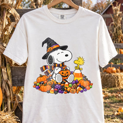 Design 3 – Halloween DTF transfer shown on a shirt. Transfer only; shirt not included.