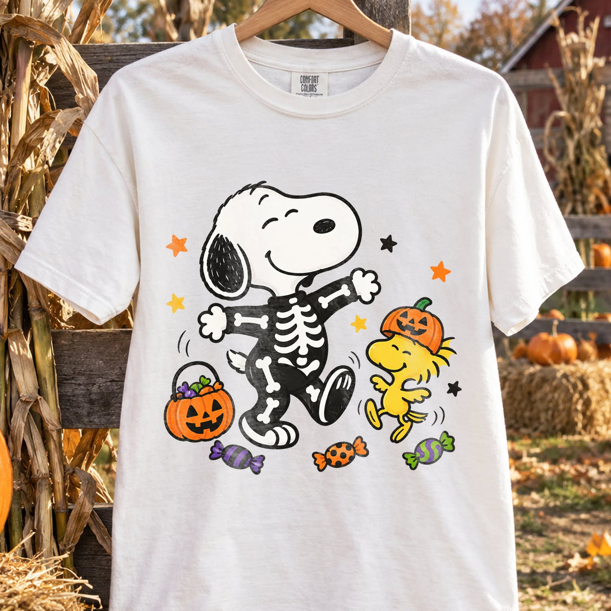 Design 6 – Halloween DTF transfer shown on a shirt. Transfer only; shirt not included.