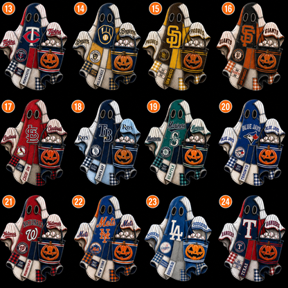 Halloween patchwork baseball ghost DTF transfer choices 13 through 24