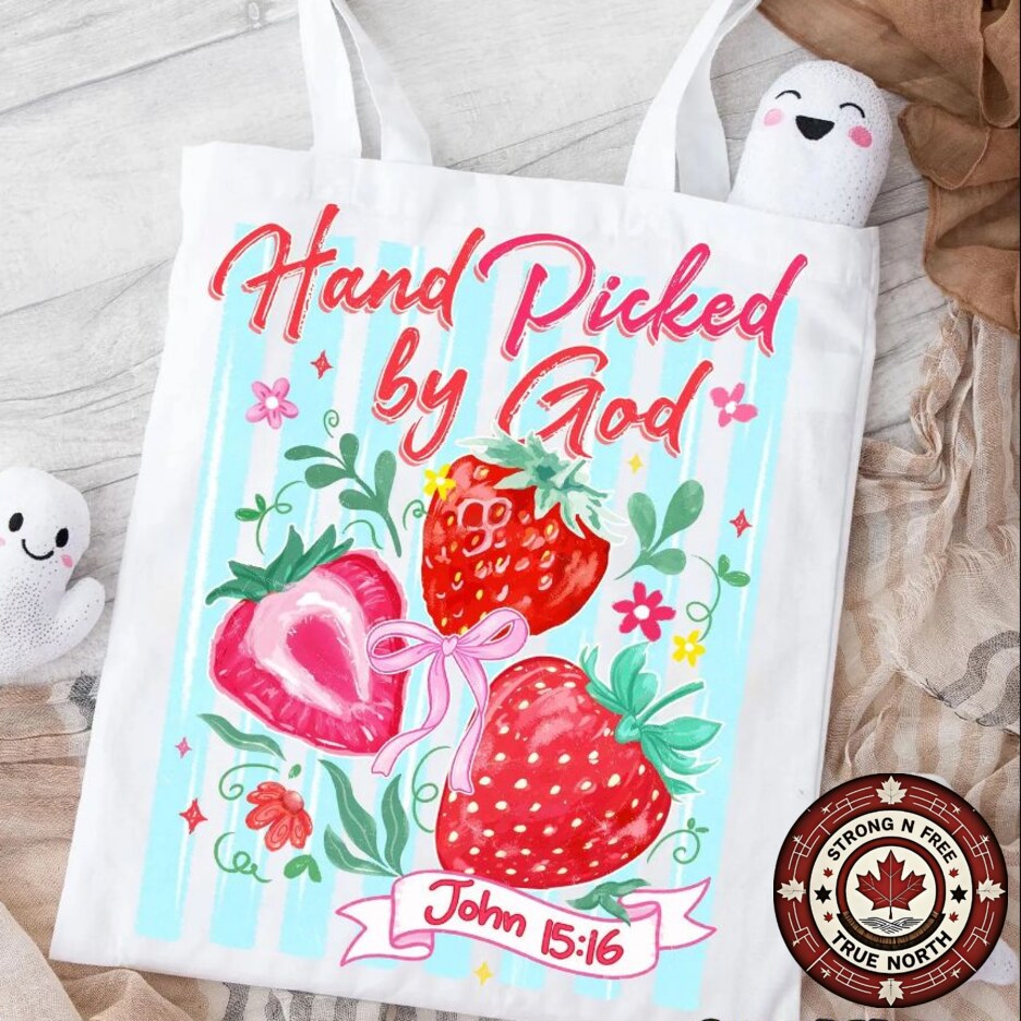Hand Picked by God DTF transfer tote bag preview