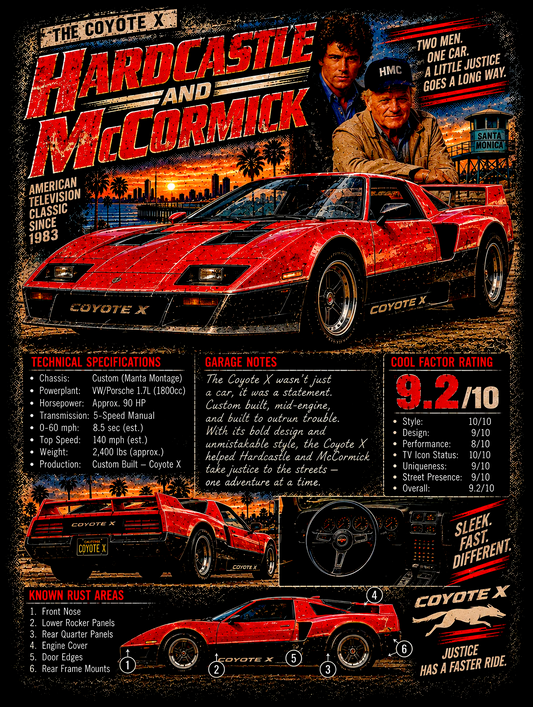 Hardcastle and McCormick - Coyote X - Vintage Magazine Cover - DTF transfer - Prints best on darks