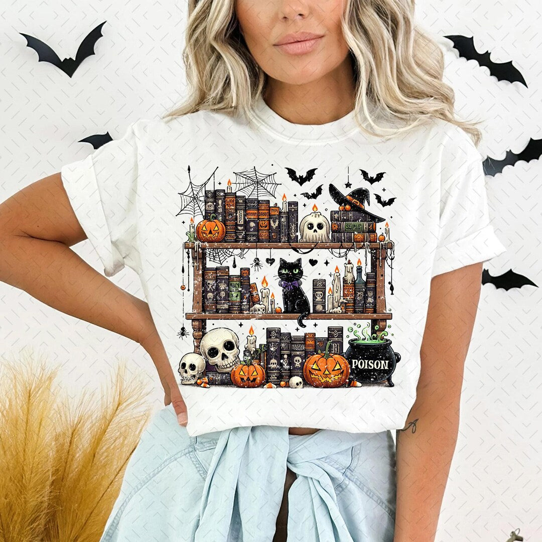 DTF Transfer – Halloween Library – Ghost Books Halloween