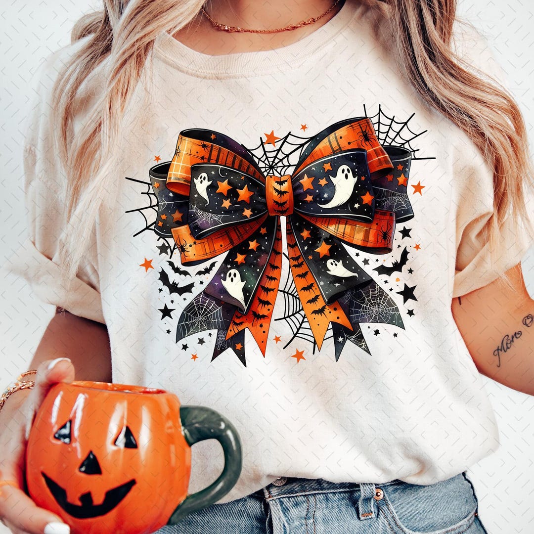 DTF Transfer – Halloween Coquette Bow – Spooky Season