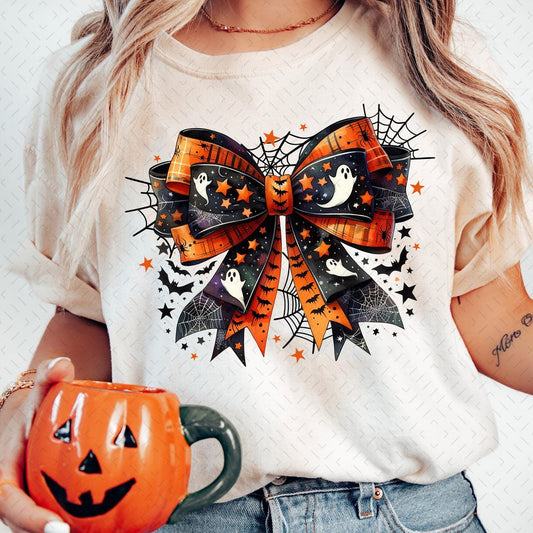 DTF Transfer – Halloween Coquette Bow – Spooky Season