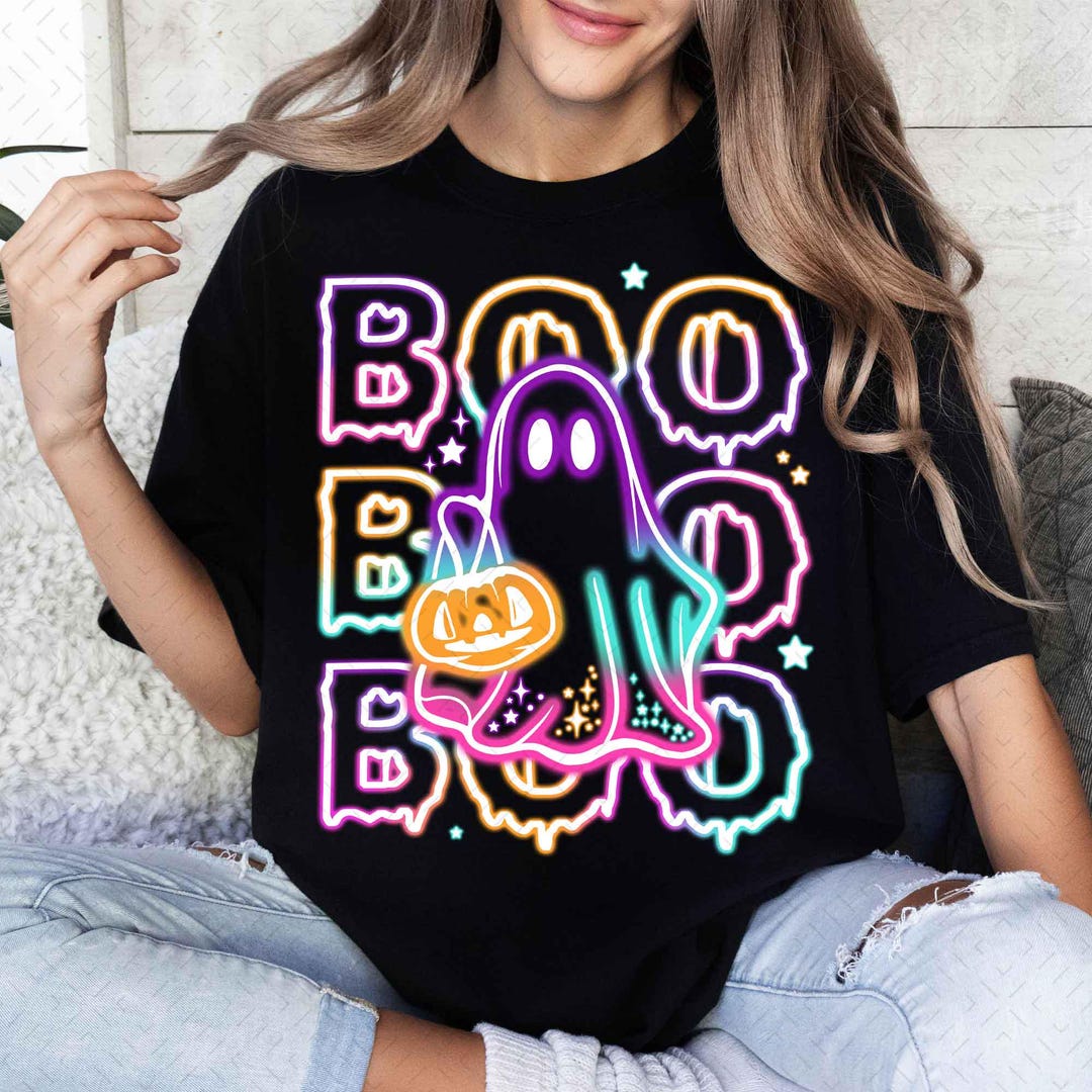 DTF Transfer – Cute Colorful Neon Boo Ghost