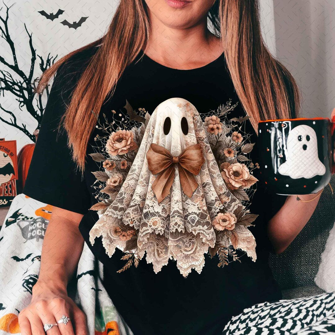 DTF Transfer – Halloween Lace Ghost – Spooky Coquette – Design 2