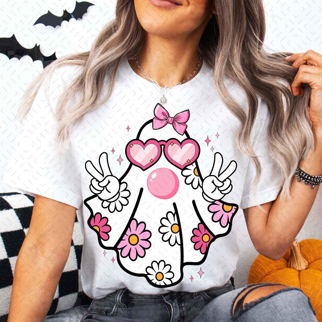 DTF Transfer – Cute Girly Ghost Blowing Bubble